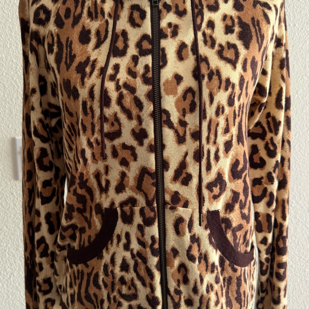 COPY - L.A.M.B. By Gwen Stefani Leopard Print 100% Cashmere Hoodie Size XL